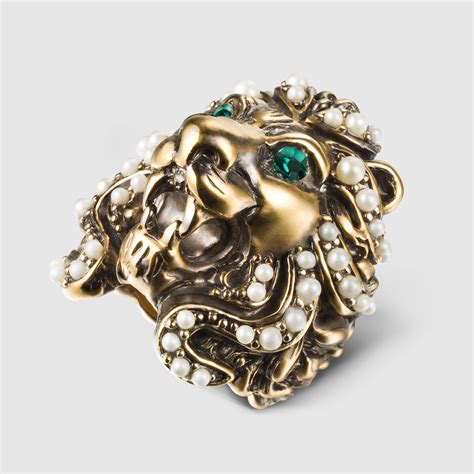 silver guccie ring lion|female Gucci lion ring.